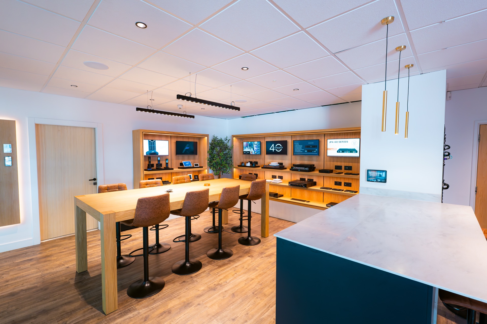 Habitech Pro Basingstoke Experience Centre with product demonstration cabinets and AV equipment